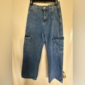 Blue Denim Cargo Pants
